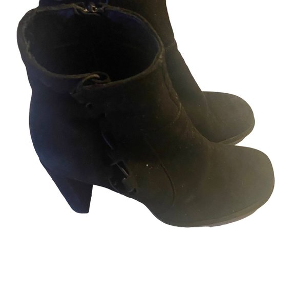 Free People black zip heeled laced side boots size 10 - Picture 8 of 9